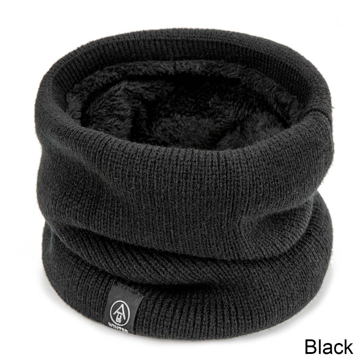 Mltbb Casual Vrouwen Winter Sjaal Gebreide Ring Sjaals Voor Mannen Effen Kleur Dikke Warme Sjaal Unisex Mode Halsdoek kids: Black