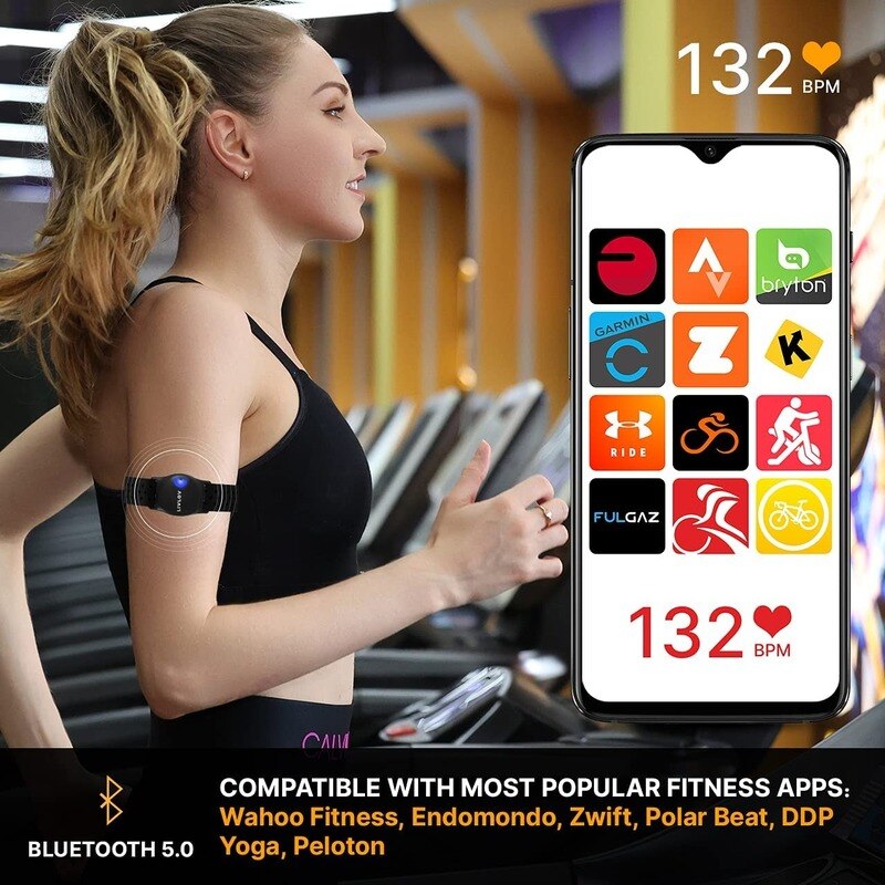 LIVLOV V9 Bluetooth ANT+ Heart Rate Monitor Armband Rechargeable HRM Sensor IP67 Waterproof Heart Rate Monitor for Fitness