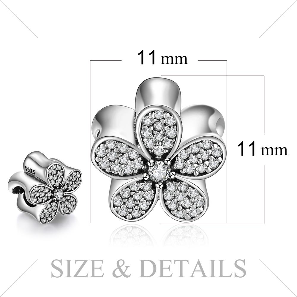 JewelryPalace Daisy Flower 925 Sterling Silver Beads Charms Silver 925 Original For Bracelet Silver 925 original Jewelry Making