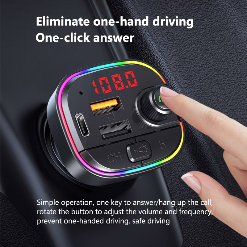 Bluetooth 5.0 Handsfree Car Kit Fm-zender Auto MP3 Speler Met PD18W QC3.0 Quick Dual Usb Charge Ondersteuning U Disk afspelen