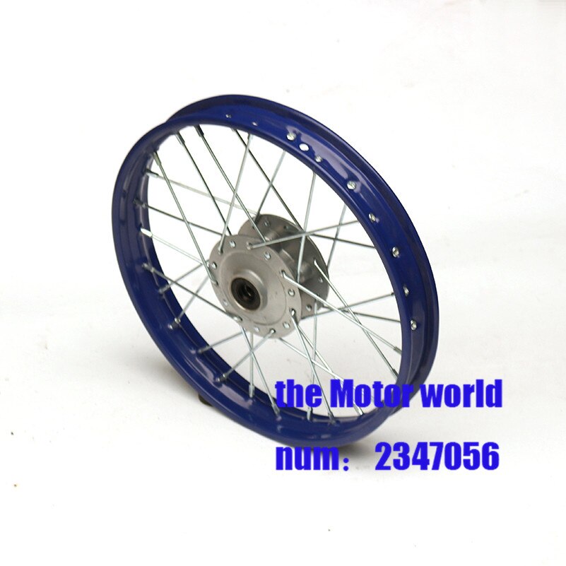 6 color Pit bike Rim front of 12inch front Wheel Rim 80/100-12inch Steel dirt bike wheel Rims: blue front