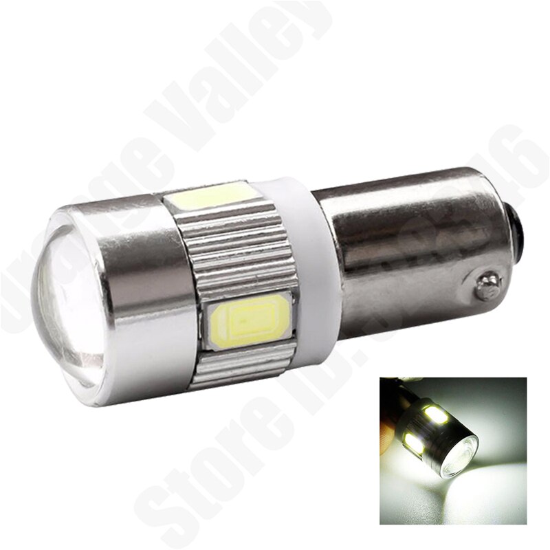1 stk  ba9s t4w h6w led led 5630 6 led sidekilelys intern signallampe  dc 12v hvid