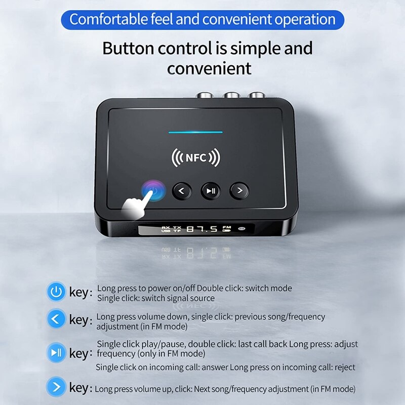 Bluetooth Receiver 2 in 1 NFC Bluetooth Transmitter &amp; Adapter, for Home Stereo, Audio Adapter Laptop Amplifier Projector