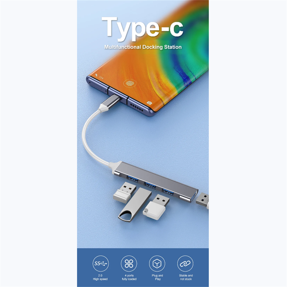 Adaptateur répartiteur multi-ports HUB USB 3.0 4 en 1, haute vitesse, USB 3.0/Type C à 4 USB OTG, pour Macbook Pro, accessoires pour ordinateur portable