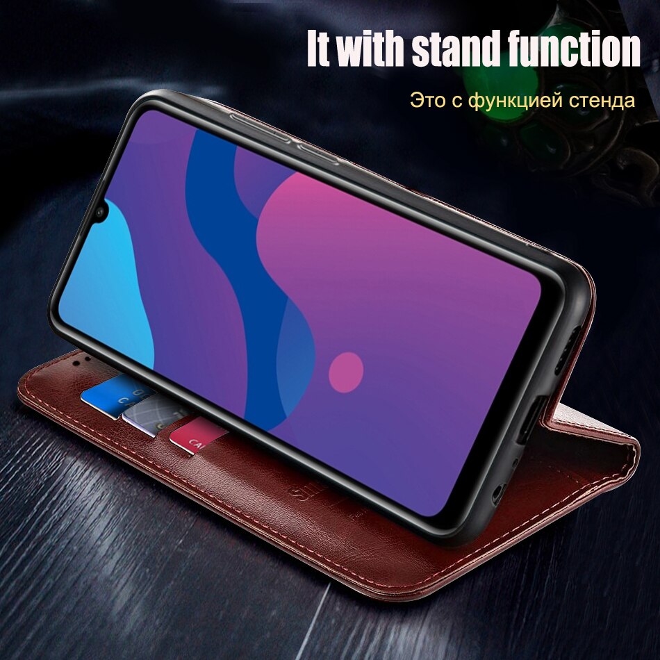 Per Huawei copertura della Cassa Y6p 6.3 ''retro cassa del cuoio di vibrazione Per Huawei Cassa del telefono Y6p Sottile Fundas Y 6p libro del raccoglitore + supporto di carta