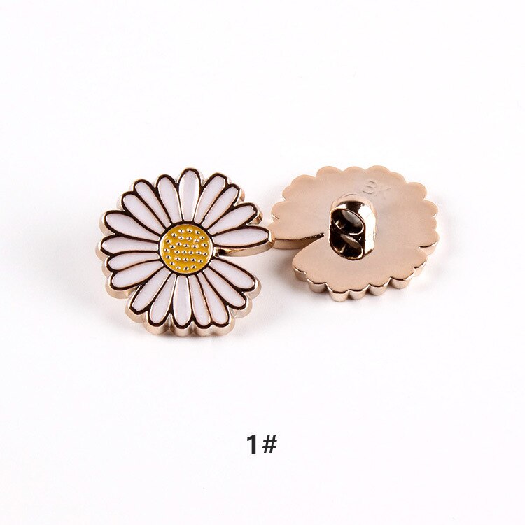 Botones pequeños en forma de Margarita de 25mm, botones de flor de sol, botón de resina para Metarl para ropa, abrigo, suéter, accesorios DIY: 1