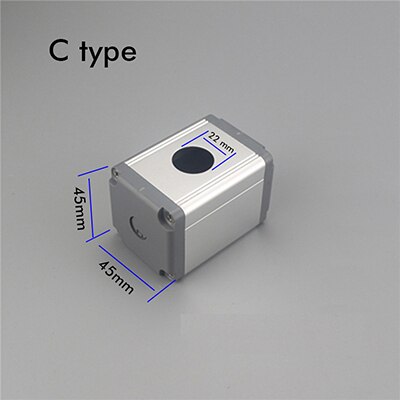 Aluminum pushbutton switch box Metal Push Button switch box 45*45 one hole 16mm/19mm/22mm pushbutton switch enclosure: C type