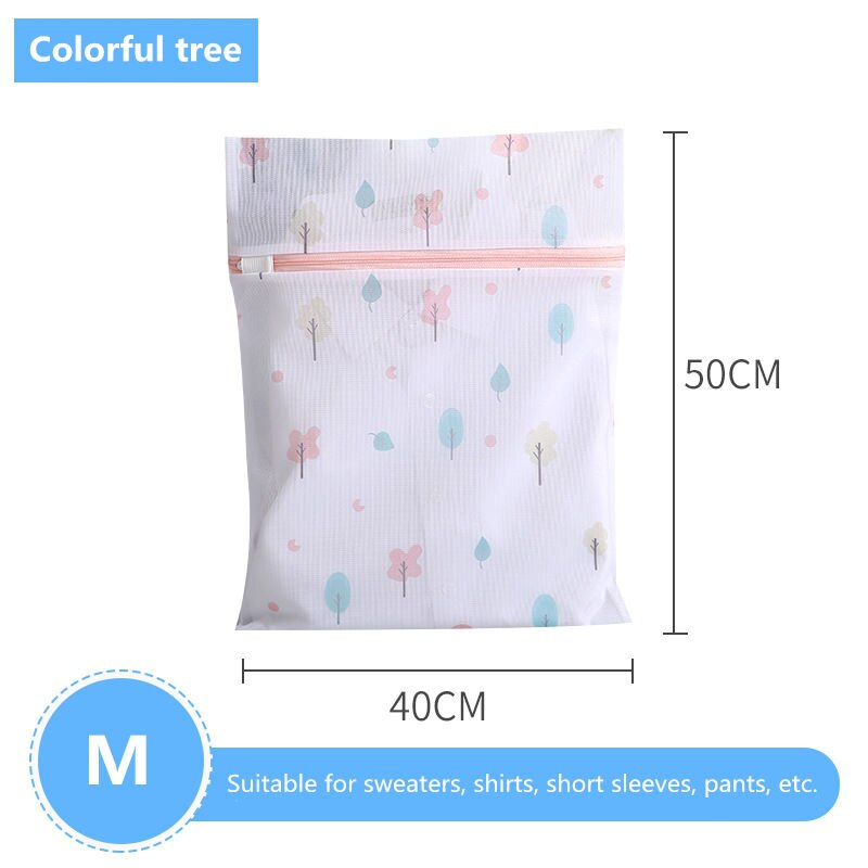 Polyester Printing Mesh Laundry Bag Underwear Laundry Baskets Large Capacity Travel Organizer for Clothing Socks Bra Washing Bag: M 40-50cm