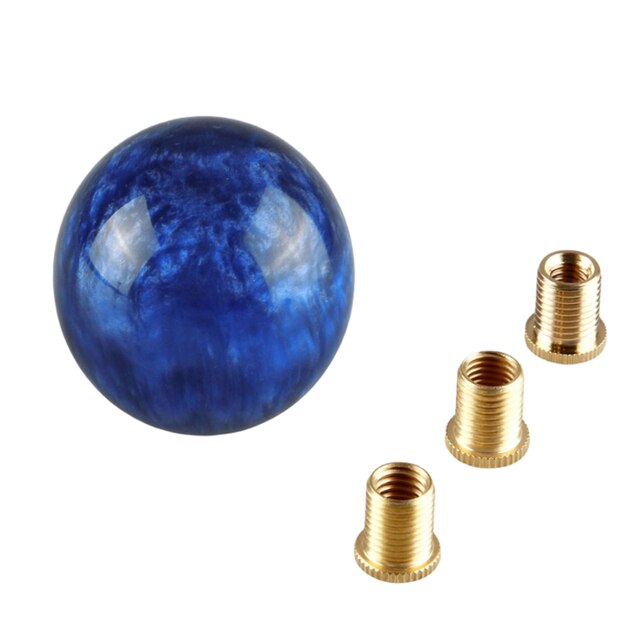 Racing Marmer Stijl Ronde Bal Pookknop Met 3 Adapters Voor De Meeste Auto &#39;S: Blue