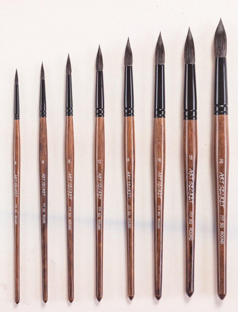 777SQR eichhörnchen haar messing ferrule holzgriff aquarell pinsel