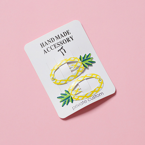 2 stk/sæt tegneserie havfrue piger hårnåle børn frugter ananas hårspænder børn regnbue dyr hår tilbehør: Ananas