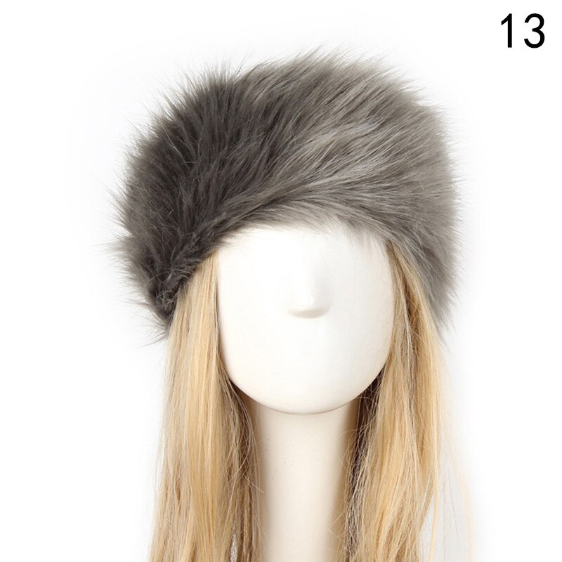 Winter Dikke Harige Haarband Fluffy Faux Fur Vrouwen Meisje Bont Hoofdband Hoed Winter Outdoor Earwarmer Ski Hoeden Sneeuw Cap