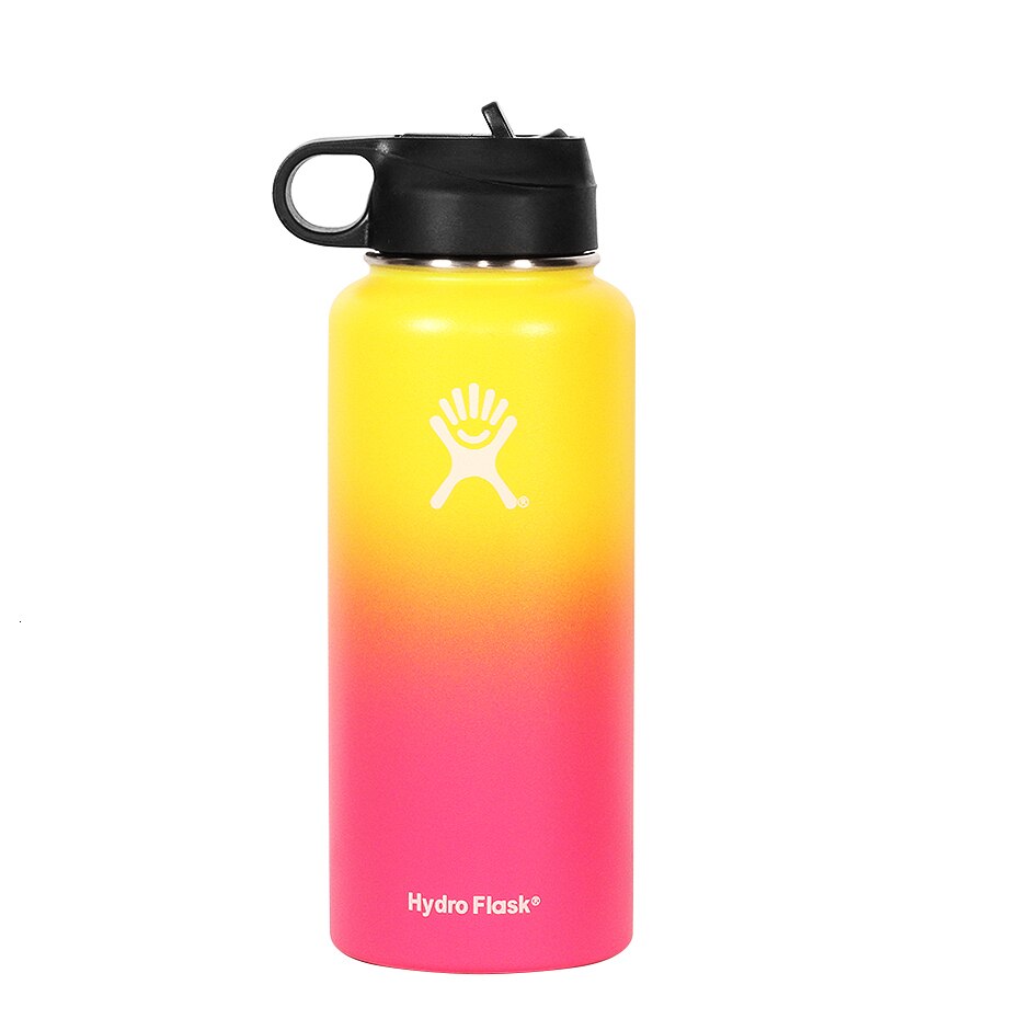 Sports Bottle Hydro Flask 32oz Tumbler Flask Vacuum Insulated Flask Stainless Steel Water Bottle Wide Mouth Outdoor: Yellow