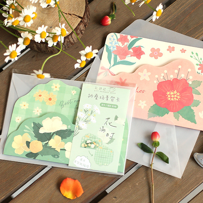 1PC Flowers Folding Greeting Card Wish Birthday De Grandado 1pc-flowers-folding-greeting-card-wish-birthday-de-grandado