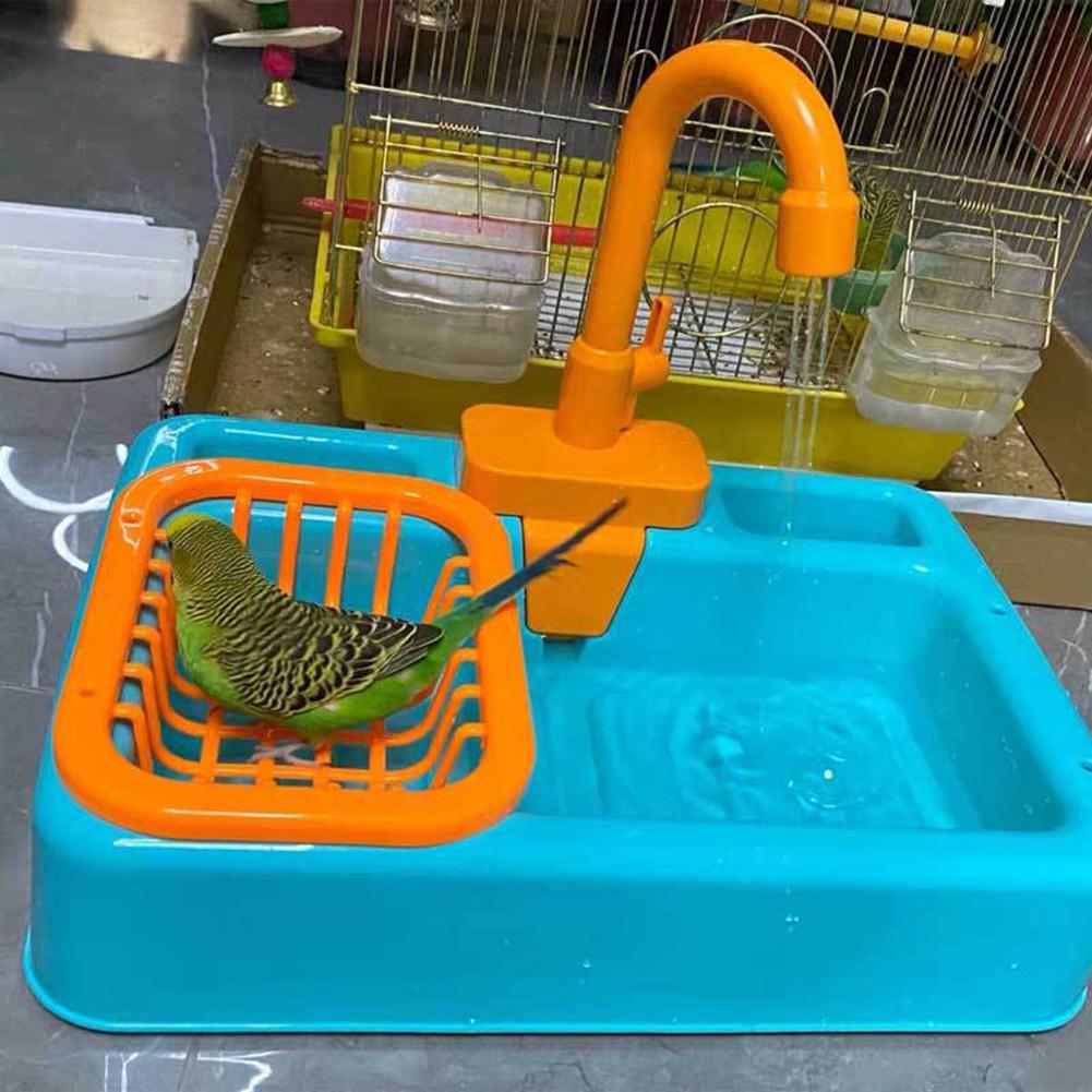 Bird Feeder Automatic Parrot Bathtub Swimming Pool Faucet Parrot Bath Shower Water Dispenser Bird Cage Bathroom Parrot pet Toys