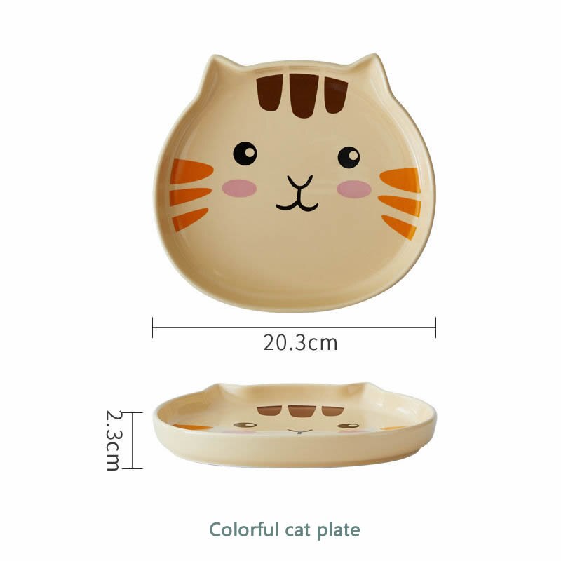 Cartoon Cat Dinner Plate Sets Hand Painted Retro Under-glazed Dessert Dishes Steak Ceramic Plates Home Decoratio KEDICAT: Colorful cat plate