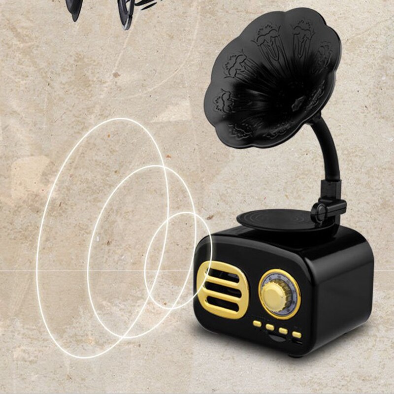 Portable Phonograph Bluetooth Wireless Speaker Better Bass Bluetooth Range Retro Wood Portable Mini Bluetooth Speaker