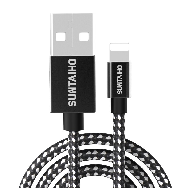 2.4A Snel Opladen Usb Kabel Voor Iphone 11Pro Max Xr Xs X 8 7 6 6S 5 5S ipad Koord Mobiele Telefoon Kabel Snelle Data Oplaadkabel: Black white / 2M
