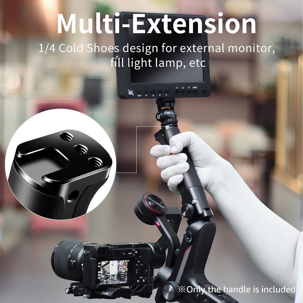 Gimbal Stabilizer Handle Hand Grip Extension Rod with Cold Shoe Mount 1/4" Screw Holes Aluminum Alloy for Zhiyun Weebill-S