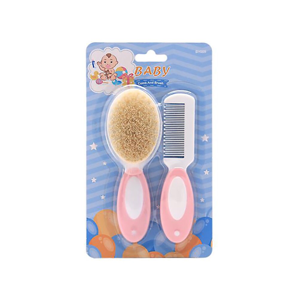 2pcs Baby Care Baby Hair Brush Comb Set Head Massager Brush Newborn Hair Brush Infant Comb Head Massager: Pink