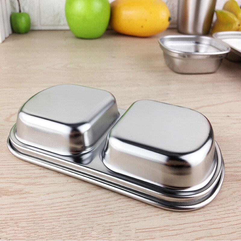 Plates Stainless Steel Assorted Salad Sauce Dipping Dish Tray Bowl Kitchen Tableware Specialty Plate 1/2/3 /4 Grids
