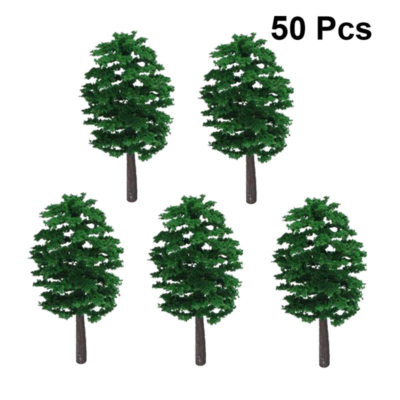 50 stuks boommodel kunstmatig levensecht boommodel voor het bouwen van doe-het-zelf knutsellandschappen plastic bomen miniaturen