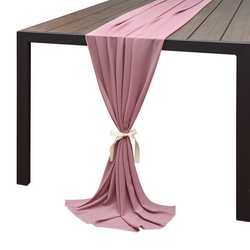 Wedding Table Runners Dusty Blue Burgundy Pink Grey Soft Chiffon Fabric Wedding Runner Bridal Party Decorations (68*300cm): Mauve