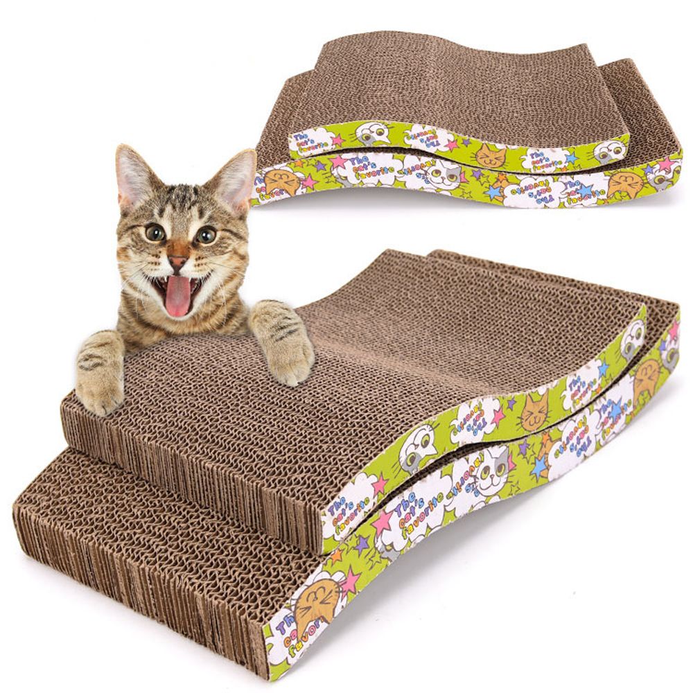 Cat Scratch Board Cat Toy Double-sided Durable Pet Scratcher Pad Bed Mat with Catnip Toy Claw Care Toy Cardboard