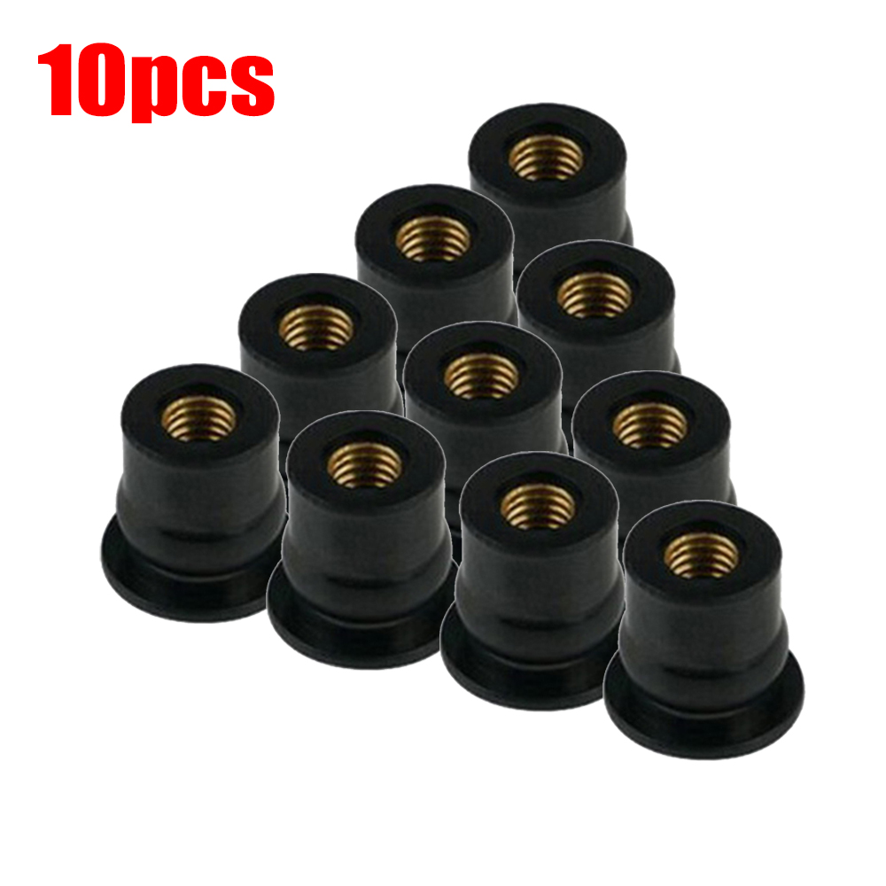 10Stck Universal- Gummi Muttern 6mm M6 Neopren Muttern Dämpfer Tafel Befestigung Motorrad Windschutzscheibe Gummi Niet murmeln mit Zubehör