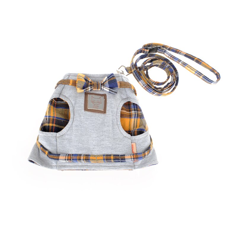 Samll Dog Harness Walking Fabric Harness Set Style 2 High Jacket+Leash Size British: Yellow / M