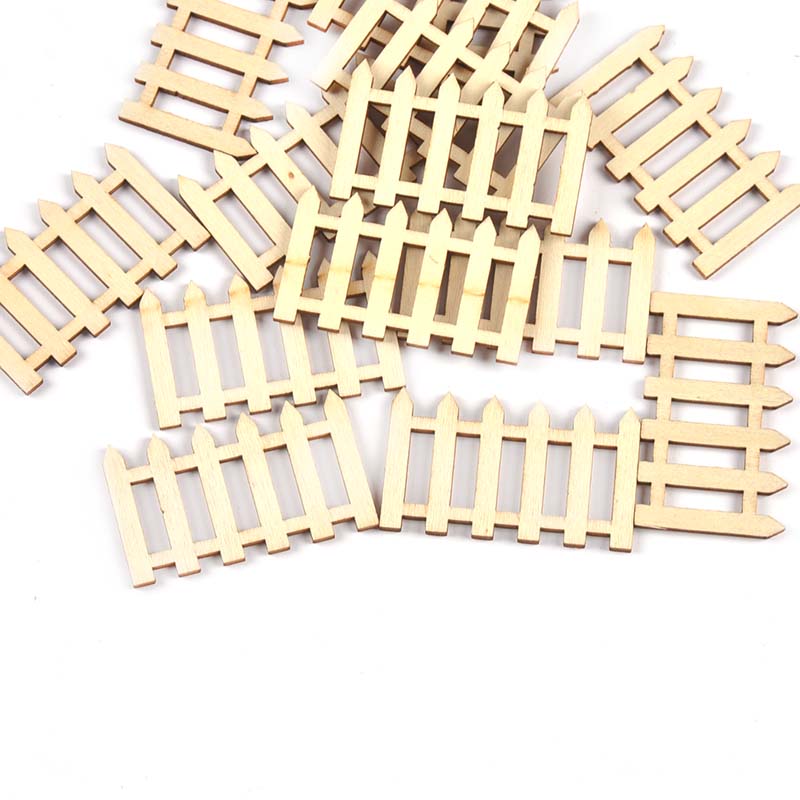 20 stücke 3,9x5 cm Natürliche Holz Zaun Carfts Für Sammelalbum Handarbeit Liefert Dekorationen Hause leer Holz DIY Malerei zubehör