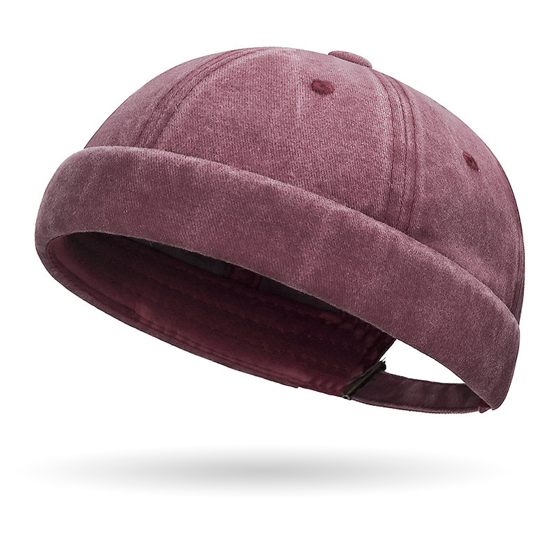 Brimless Hats for Men Womens Skullcap Mens Vintage Docker Beanie Cap Washed Cotton Rolled Cuff Harbour Hat: Beige