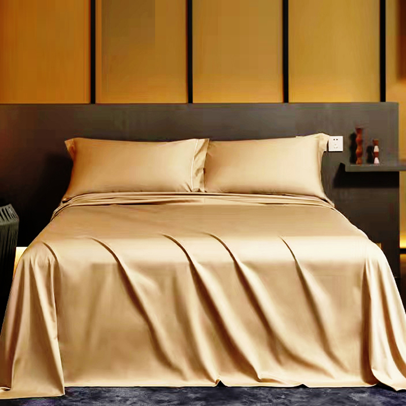 Summer Luxury Satin Silk-like Bed Sheet Set (Flat Sheet + Fitted Sheet + Pillowcase) Solid Color Mattress Cover Twin Full Queen: Queen / Khaki