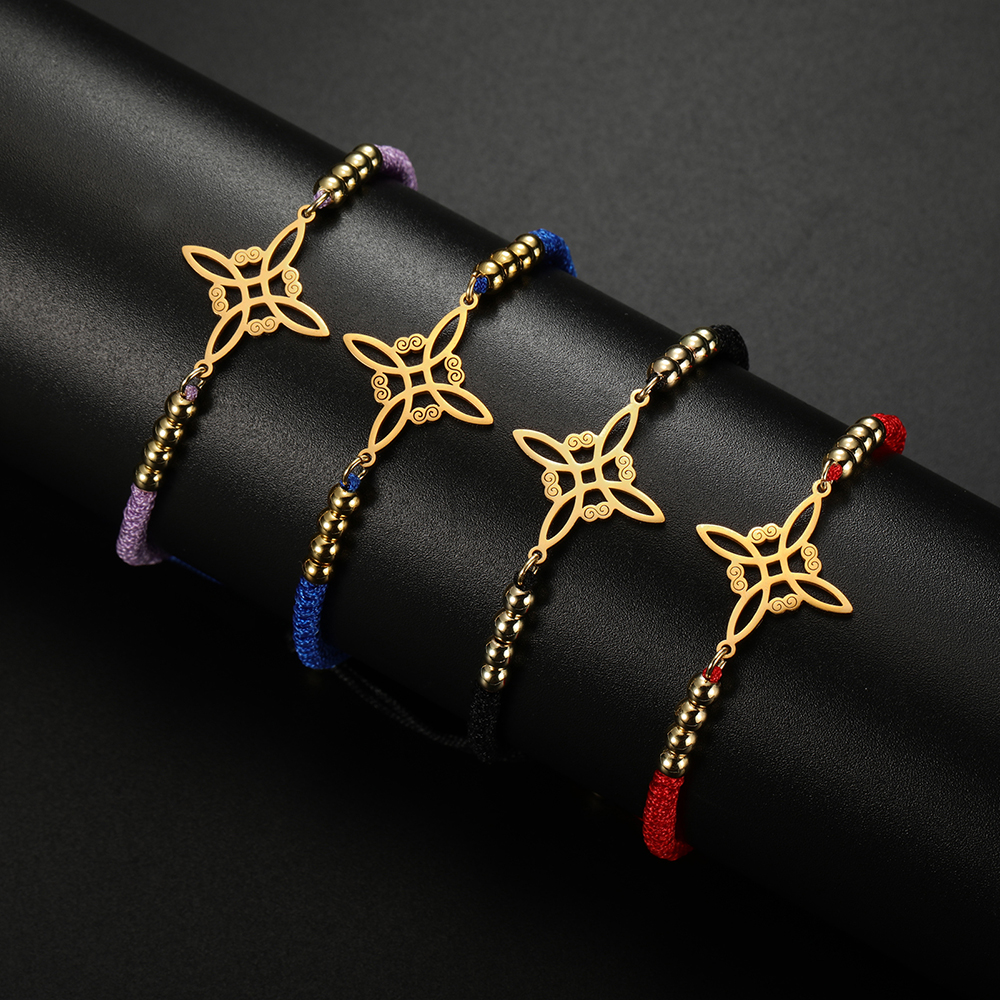 Dawapara – Bracelet à breloques avec nœud de sorcière pour femmes, amulette de Protection des nœuds celtiques, chaîne de perles en acier inoxydable, bijoux Wiccan de sorcellerie