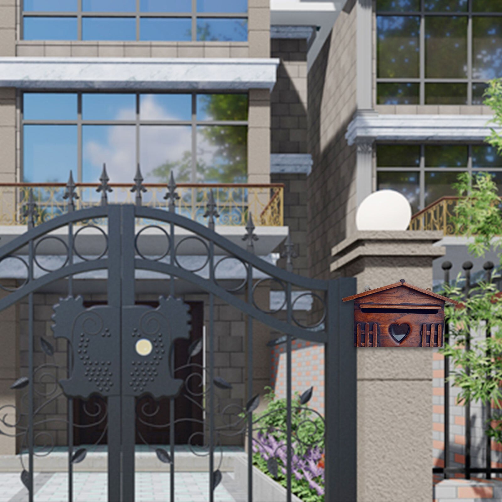 Wooden Wall Mount Locking Mail Box Front Door Gate Letterbox Suggestion Box