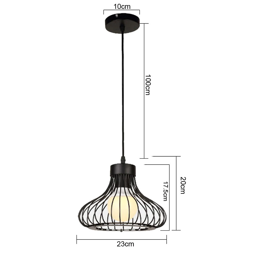 Metal nedadgående lampe jern indbygget retro loftslampe nedadgående lampe  e27 sort gangbro køkken boligindretning armatur: Default Title