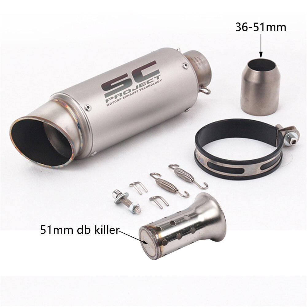 51mm 61mm Motorcycle Exhaust Pipe SC Racing Project Escape Moto Muffler For Pit Bike Cafe Racer pcx r6 z900 mt07 g310gs er6n fz6: D-51mm