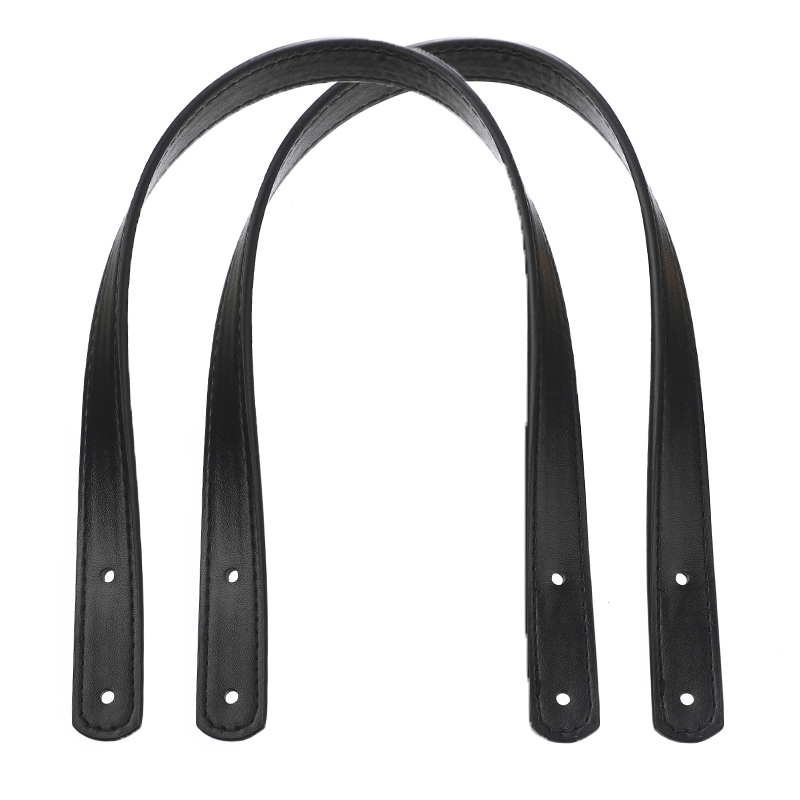 Asas de Pu para bolsos de mujer, accesorios desmontables para bolsos, correa para bolso de hombro DIY con remaches plateados, 2 uds.: Negro