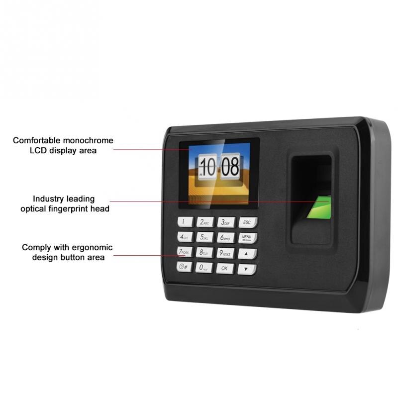 1.8Inch Tft Color Screen Biometric Fingerprint Attendance Employee Machine Time Clock Recorder With Usb Driver Flash Eu Plug