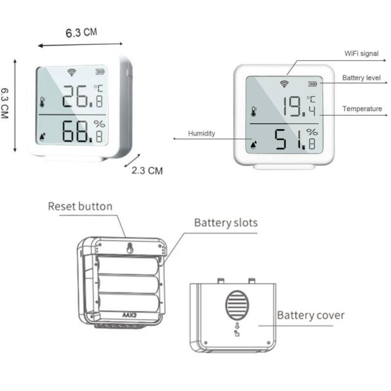 Tuya WiFi Temperature And Humidity Sensor With LCD Screen Display Alarm Push Work With Alexa Google Assistant Smart Life APP