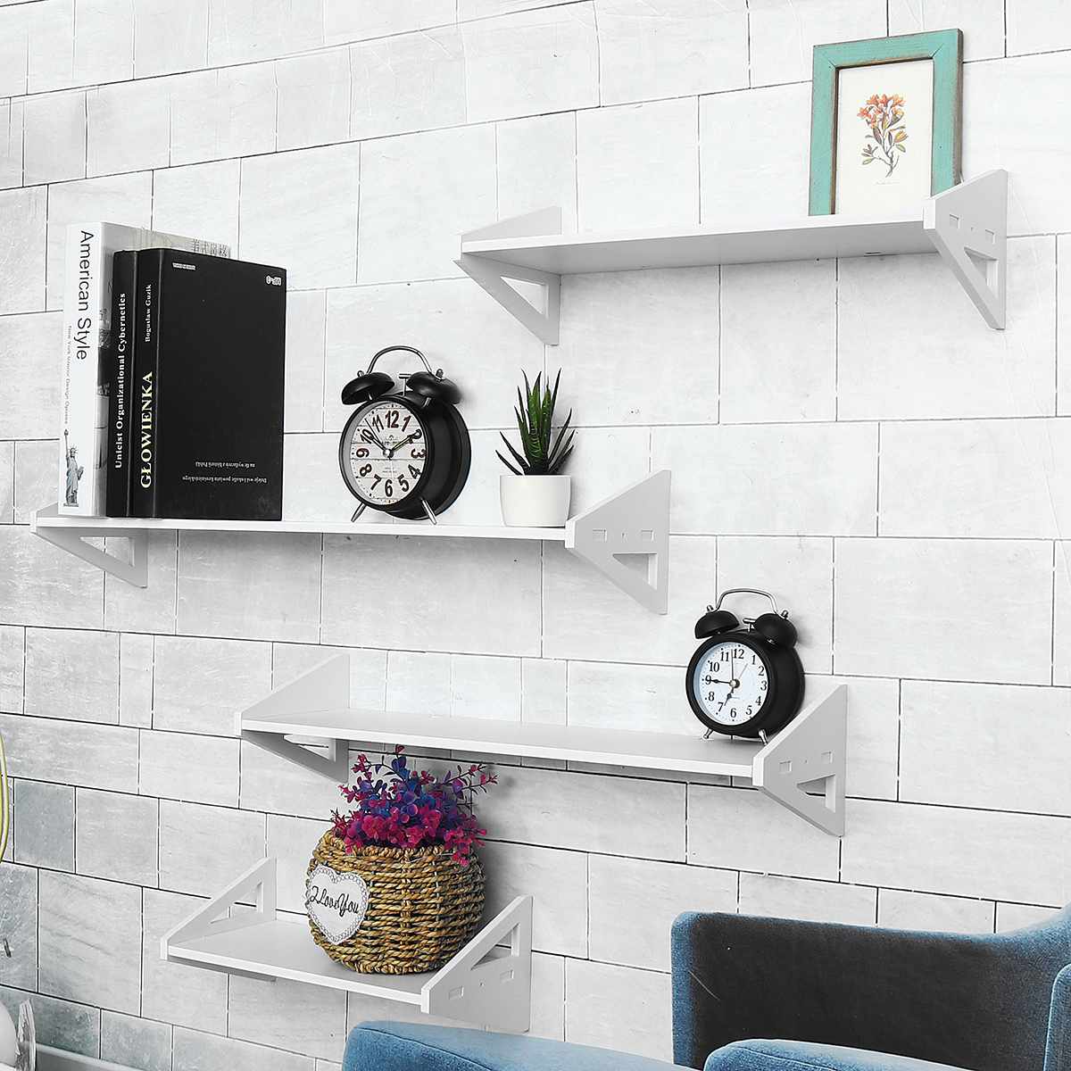White Wall Shelf Wall Mounted Storage Rack Organization For Bedroom Kitchen Bathroom Shower Corner Storage Shelf DIY Kid Room