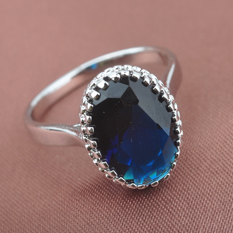 Weihnachten Blau Zirkonia Ei 925 Sterling Silber Schmuck Sets frauen Hochzeit Halskette Anhänger Ohrringe Ringe TZ0193