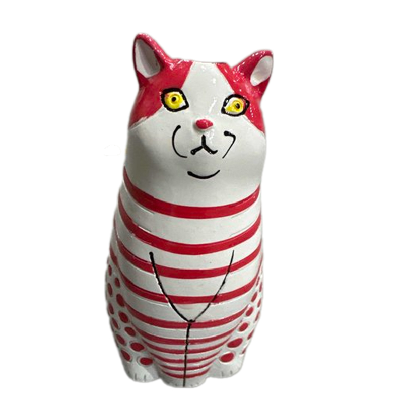 Leuke Kat Vaas Kamer Decoratie Thuis Bloempot Tafel Decoratieve Vazen Boekenplank Ornamenten Hars Ambachten Polka Dot Kat Vaas: WHITE