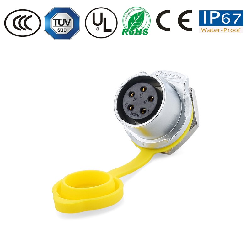 M20 IP67 Waterproof Quick Connect Electrical 2-12 Pin Panel Mount Wire to Board 12V DC Power Connector Plug Socket terminator: 5Pin Socket