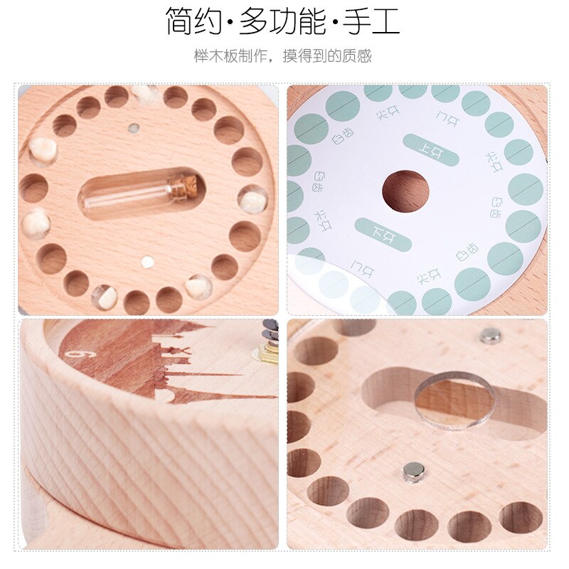 Ya wu horloge en bois fille et garçon bébé Lanugo bébé dents boîte enfants anglais japonais foetus cheveux dents boîte de rangement