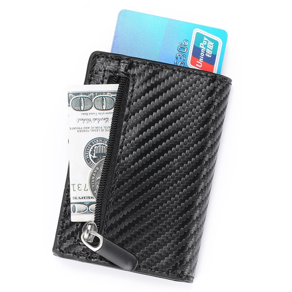 Bisi Goro Rfid Portemonnee Rfid Carbon Fiber Portemonnee Pu Lederen Card Case Enkele Doos Smart Credit kaarthouder