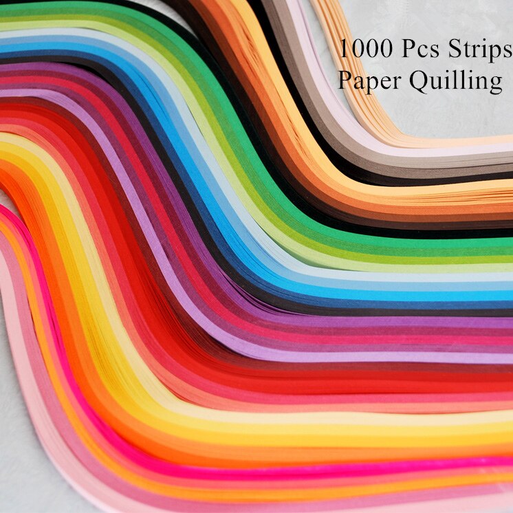 1000Pcs Strips Paper Quilling 39cm Long Mix Gradient Colors Handmade Papercraft DIY Craft