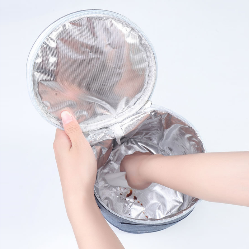 Large-Capacity Portable Lunch Bag Fresh-Keeping Thickened Lunch Box Bag Round Barrel Aluminum Foil Insulation Bags