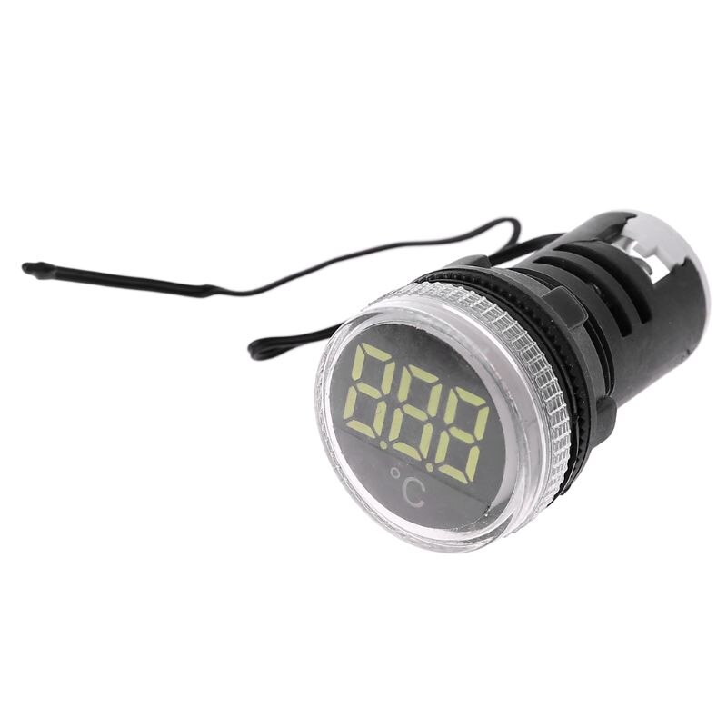 22mm AC 50-380V Thermometer Indicator Light LED Digital Display Temperature Measuring Induction Ranging -20-119℃: White