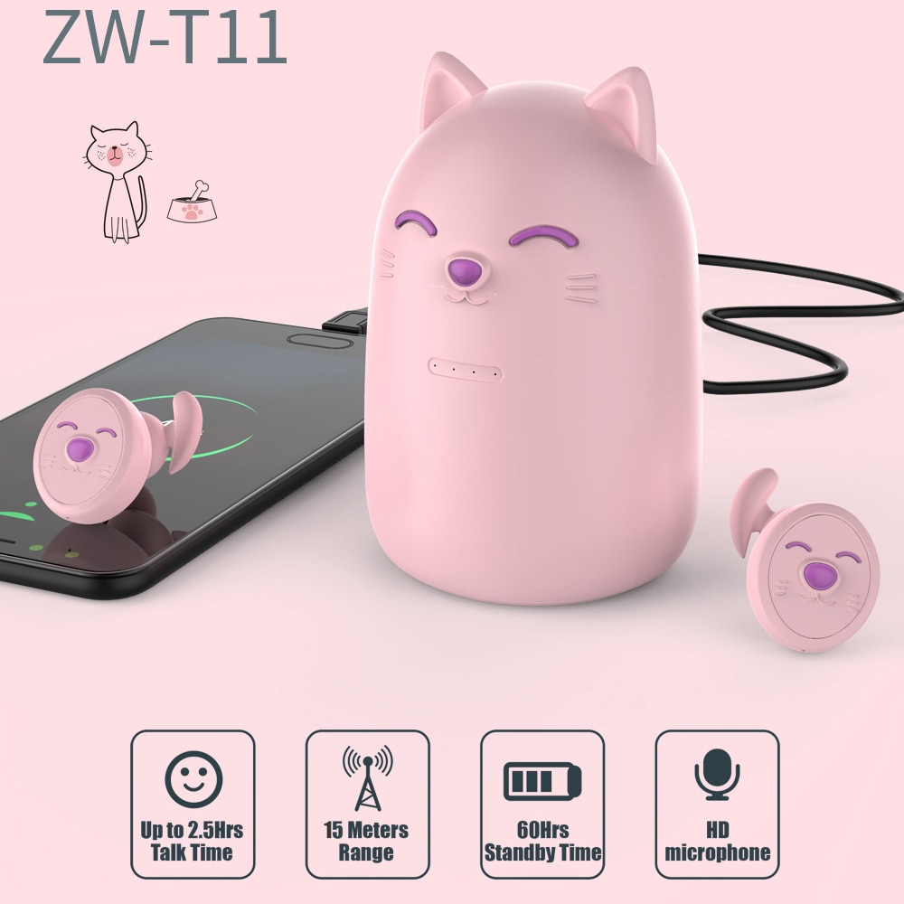 2020 original produto sem fio fone de ouvido bluetooth5.0 fone de ouvido bonito gatinho aparência macaron cor 2000mah bateria para menina mulher